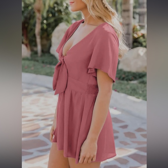 Aoysky Womens Summer
Short Rompers Sexy Cute
Loose Tie Front Jumpsuit
Casual - Picture 3 of 6